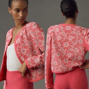 Dolan Left Coast * Lace Floral Jacket in Coral NWT New | Anthropologie | Large